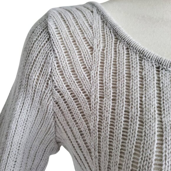 Armani Exchange Sweater Dress Wool Blend Open Weave Gray Long Sleeve Mini Size S - Picture 3 of 11